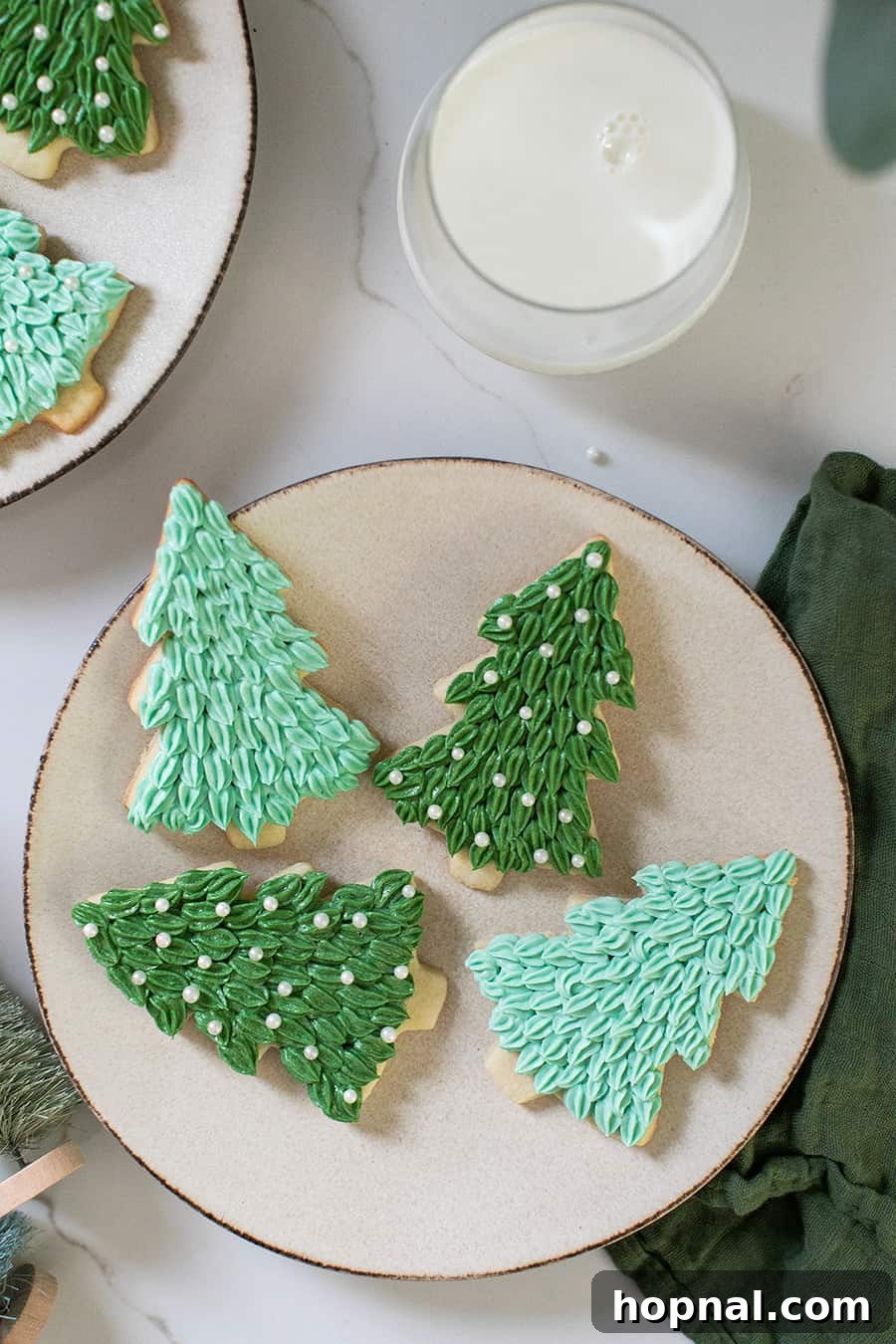 Decorated Christmas tree Sugar cookies with festive frosting
