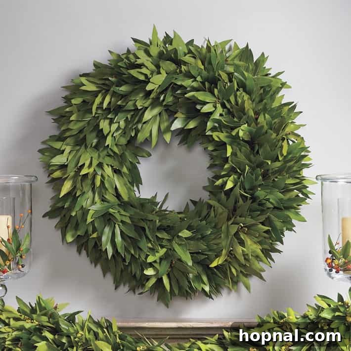 Sparkling Christmas Tablescapes 14 A festive bay leaf wreath serving as a charming Christmas table decoration.