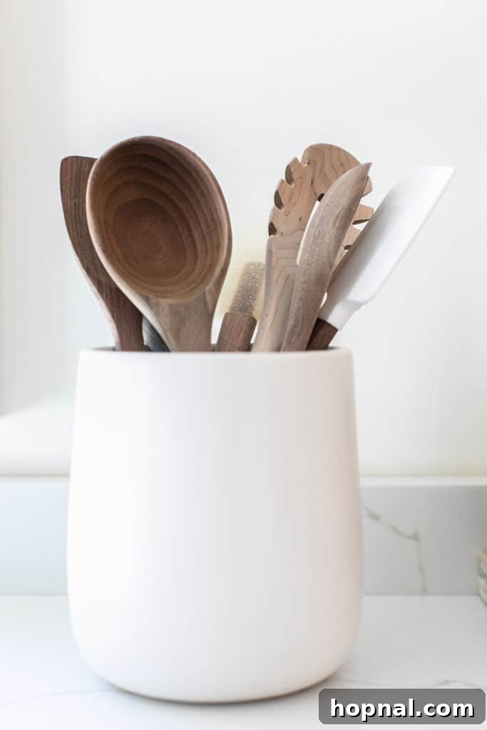 Tiny Kitchen Big Impact 19 Open shelves displaying ceramic items and small decor