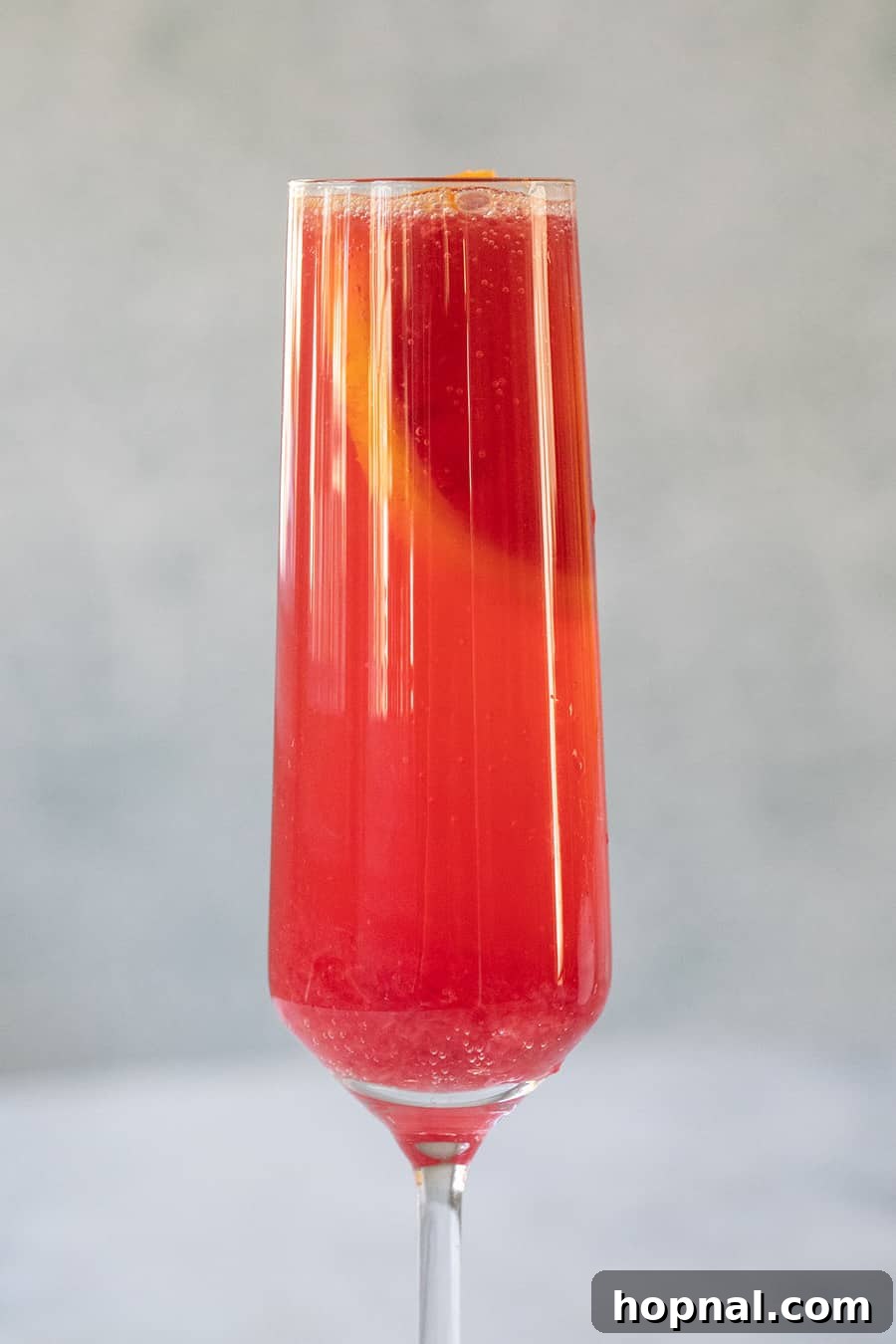 Blood orange mimosa, showcasing a vibrant and unique variation of the classic cocktail.