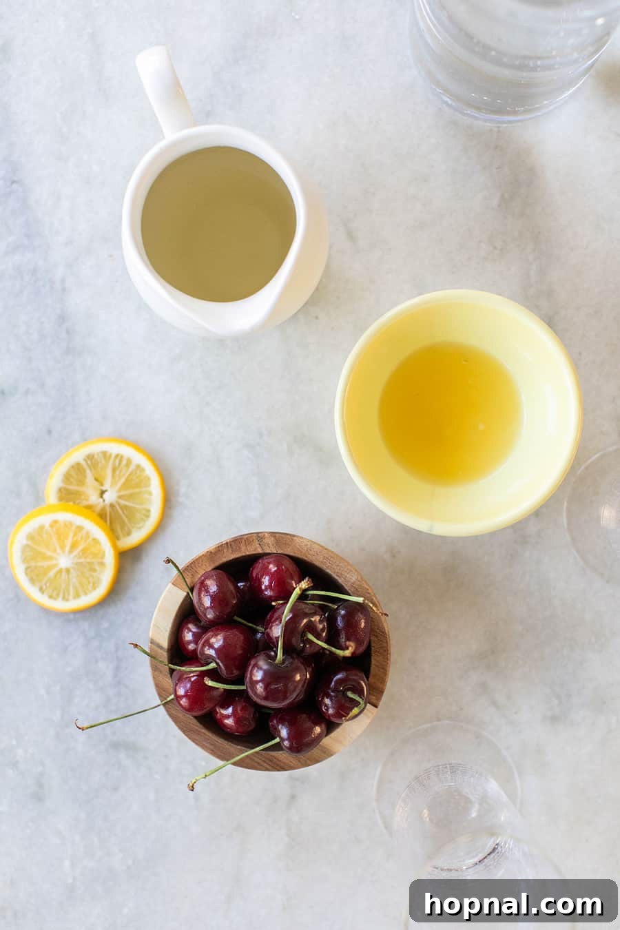 cherries, lemon juice, simple syrup and gin