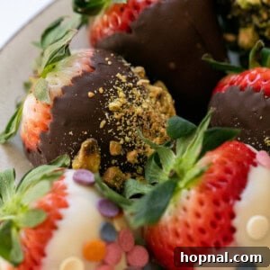 Chocolate covered strawberries with a variety of toppings