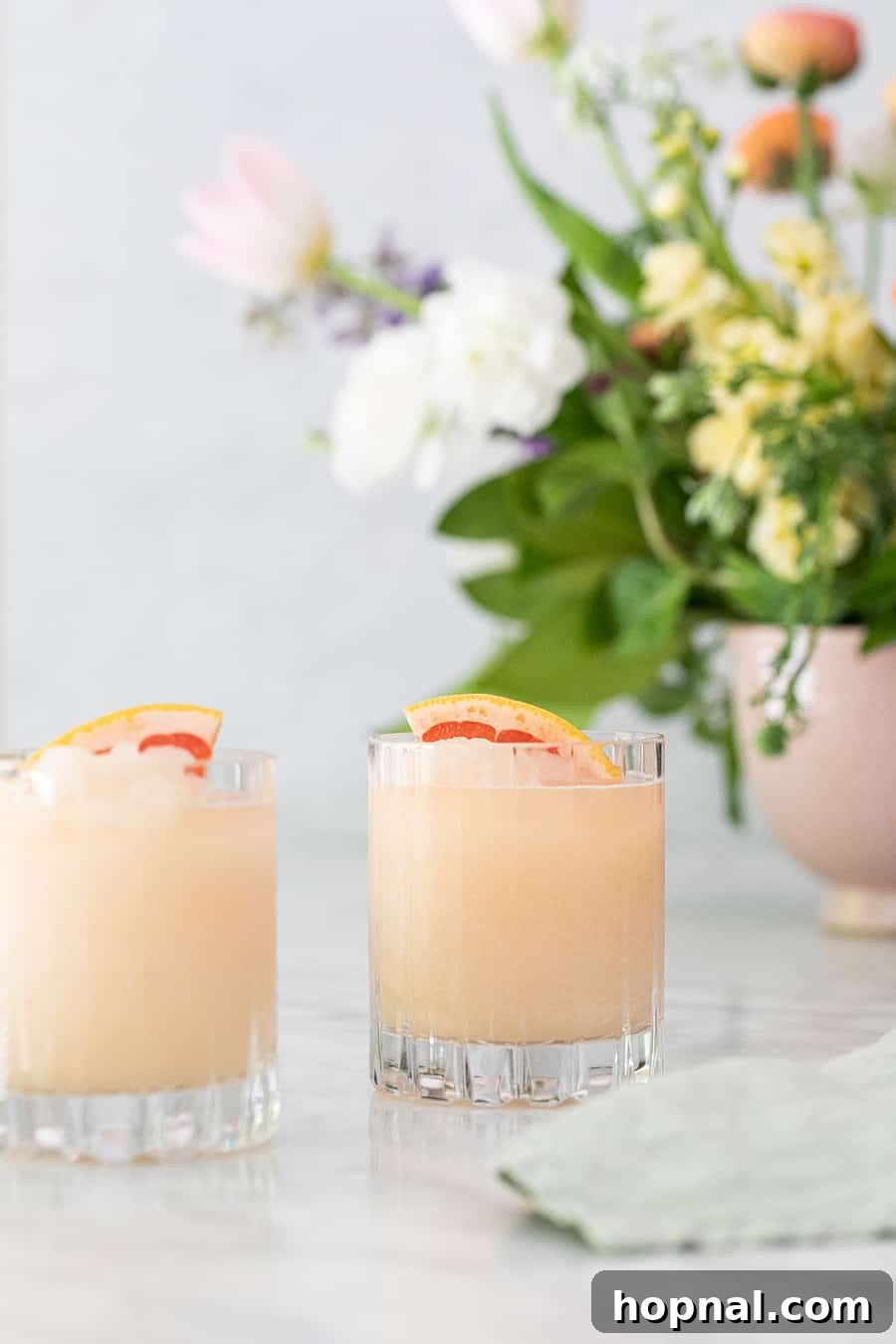 Frozen Paloma cocktail with grapefruit and lime.