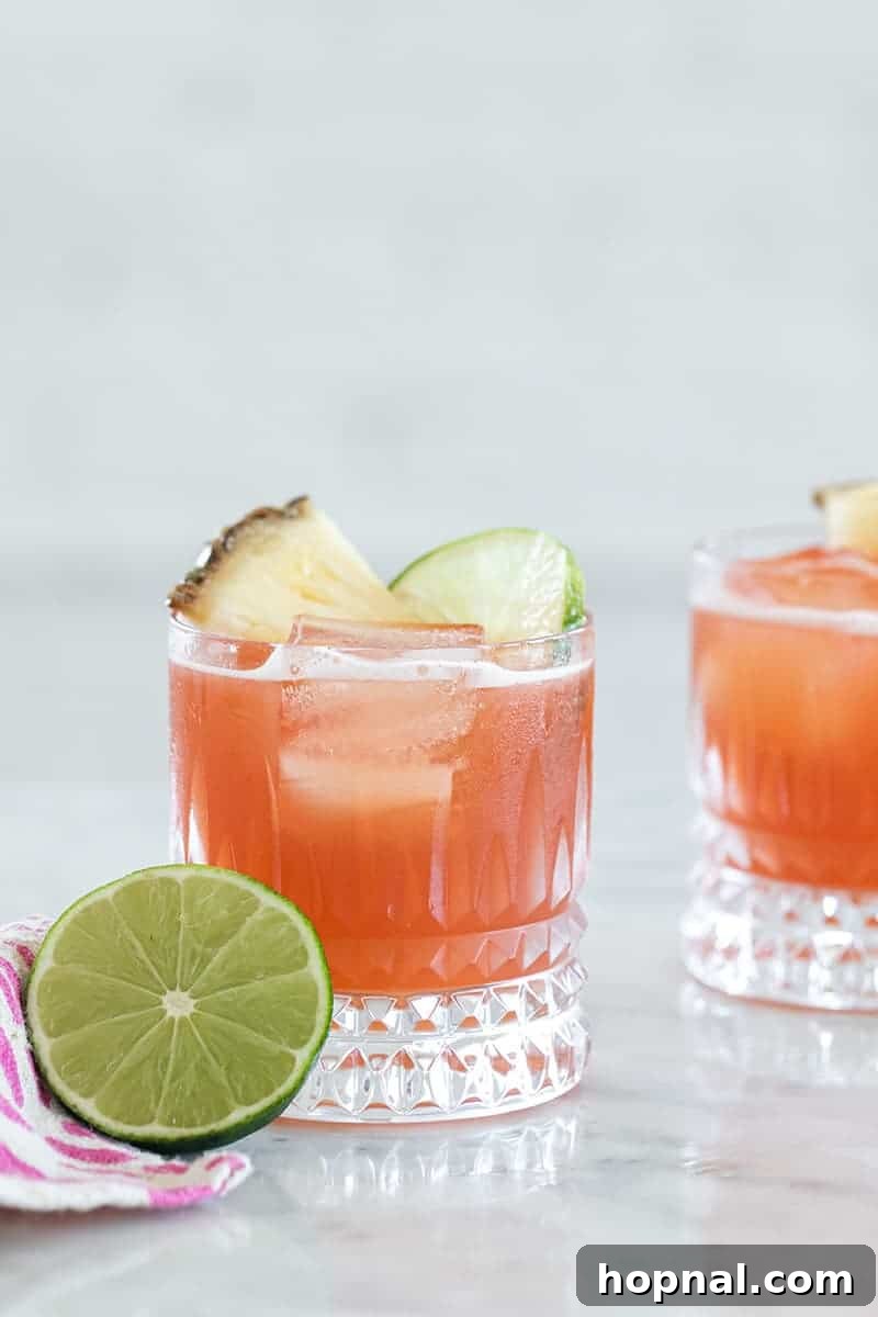 Jungle Bird cocktail with rum, pineapple, and campari.