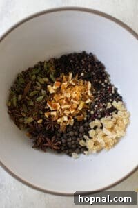 Mulled cider spices mixed in a bowl, showing the complete blend.