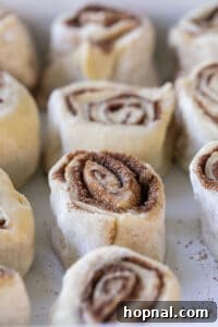 Festive Eggnog Cinnamon Buns 20 eggnog cinnamon rolls placed in baking dish before baking