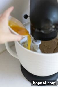 Melt-in-Your-Mouth Spritz Cookies 14 adding an egg to cookie dough in an electric mixer