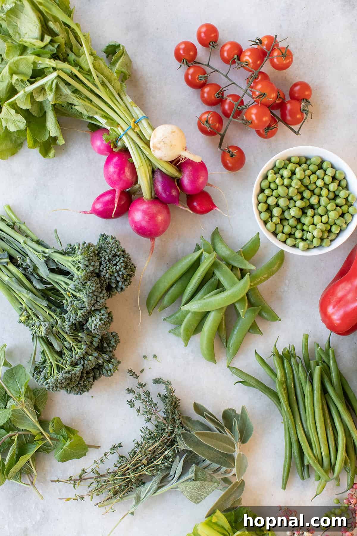 Assortment of fresh, colorful vegetables laid out for an easy holiday appetizer.
