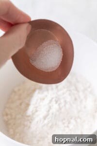 adding salt to flour