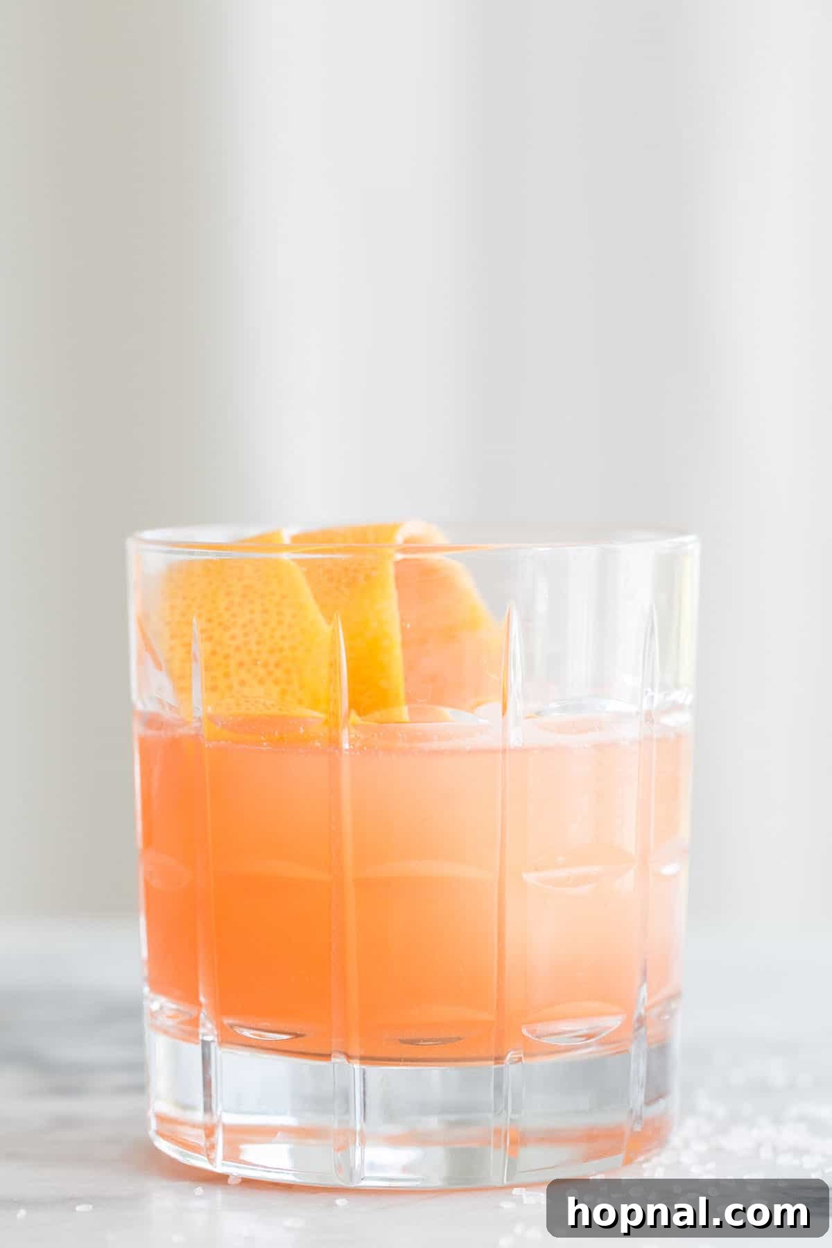Blush & Sip 10 Italian grapefruit Paloma with thick grapefruit skin.