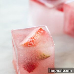How to make strawberry ice cubes, final result.