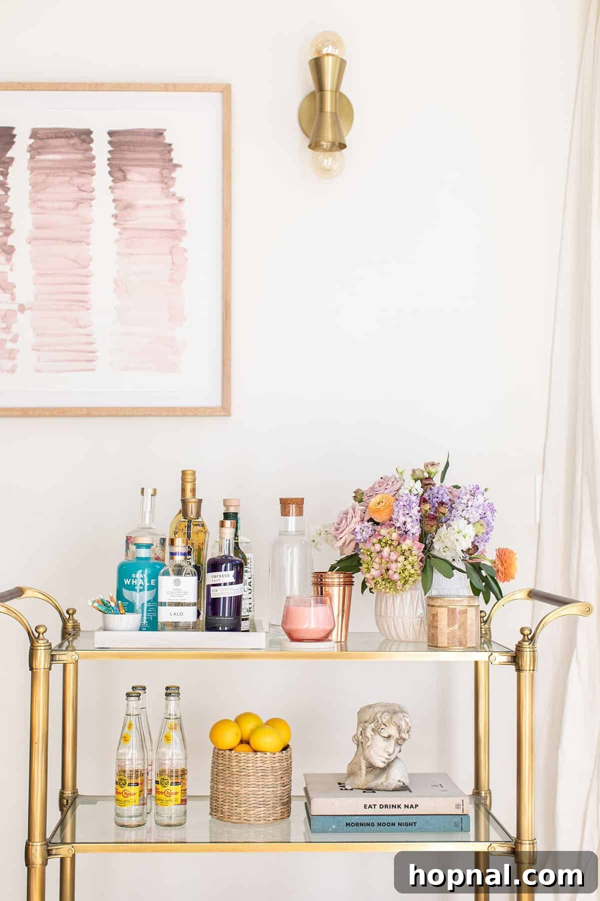The Art of Spring Bar Styling 4 Bar cart adorned with a Yankee Candle Studio Collection candle, ready for guests