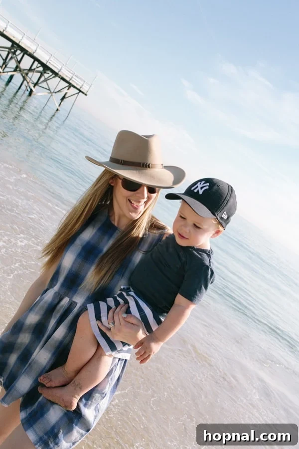 Eden Passante and son at beach 