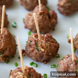 Homemade meatball appetizers on a serving platter