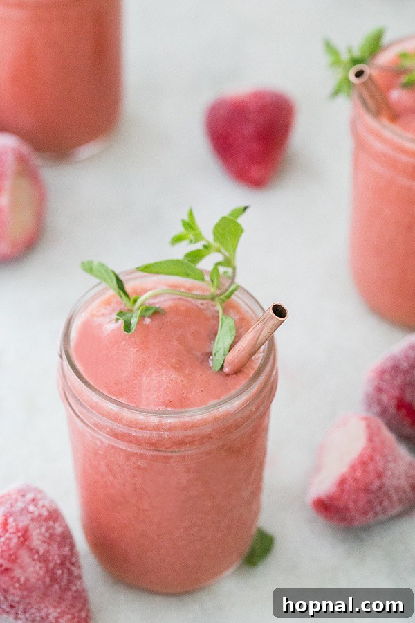 Strawberry frosé, a perfect red frozen drink for the 4th of July celebration