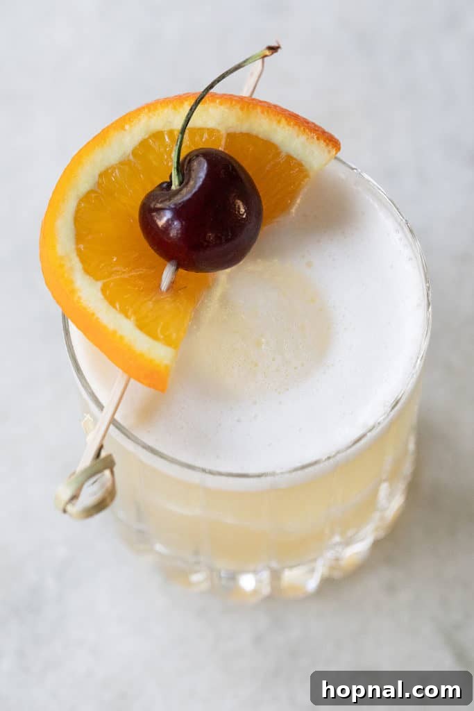 Timeless whiskey sour recipe, known for its perfect balance of sweet and tart