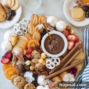 Sweet Grazing Board 10 A delectable dessert charcuterie board, artistically arranged with a variety of sweets, fruits, and treats.