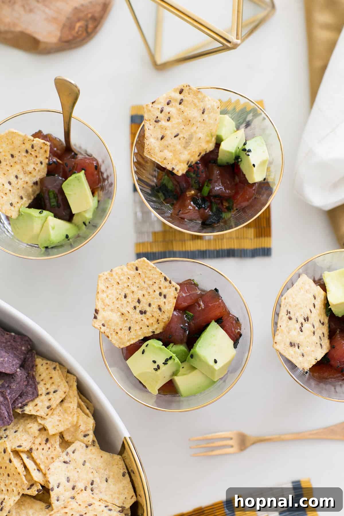 60 Quick and Easy Party Appetizer Recipes 32 mini poke bowl party appetizers