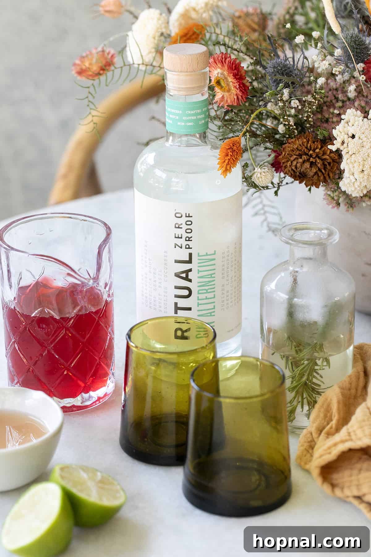 Ingredients to make a mocktail.