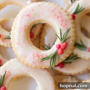 Butter wreath Christmas cookie with sprinkles.