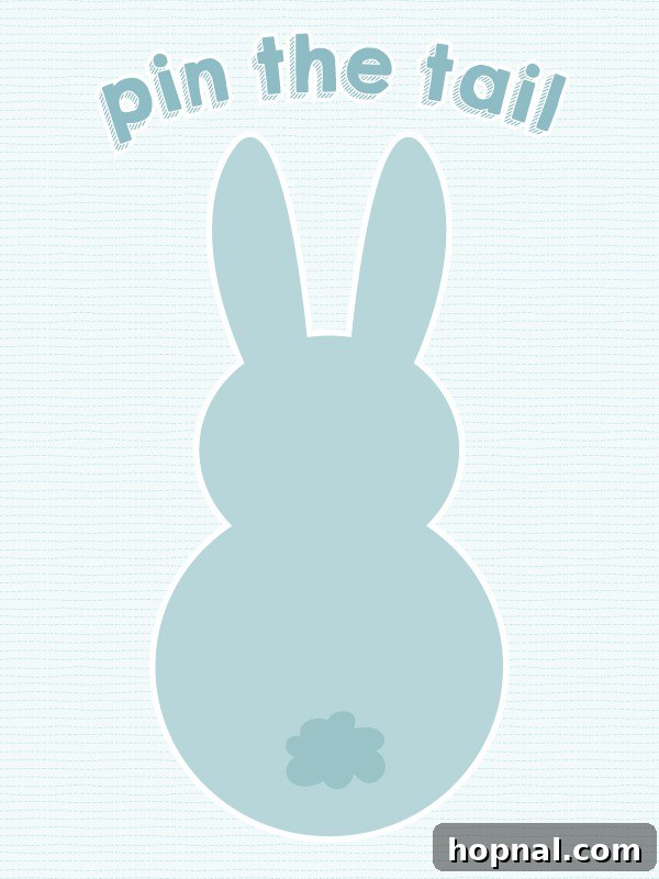 A printable sheet of Easter bunny tails, ready to be cut out for the 'Pin the Tail' game.