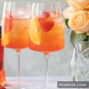 Valentine's Day cocktails with Aperol and strawberries.