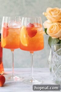 Valentine's Day cocktails with Aperol and strawberries.