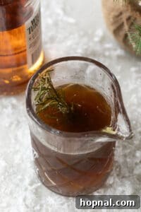 Honey simple syrup with rosemary.
