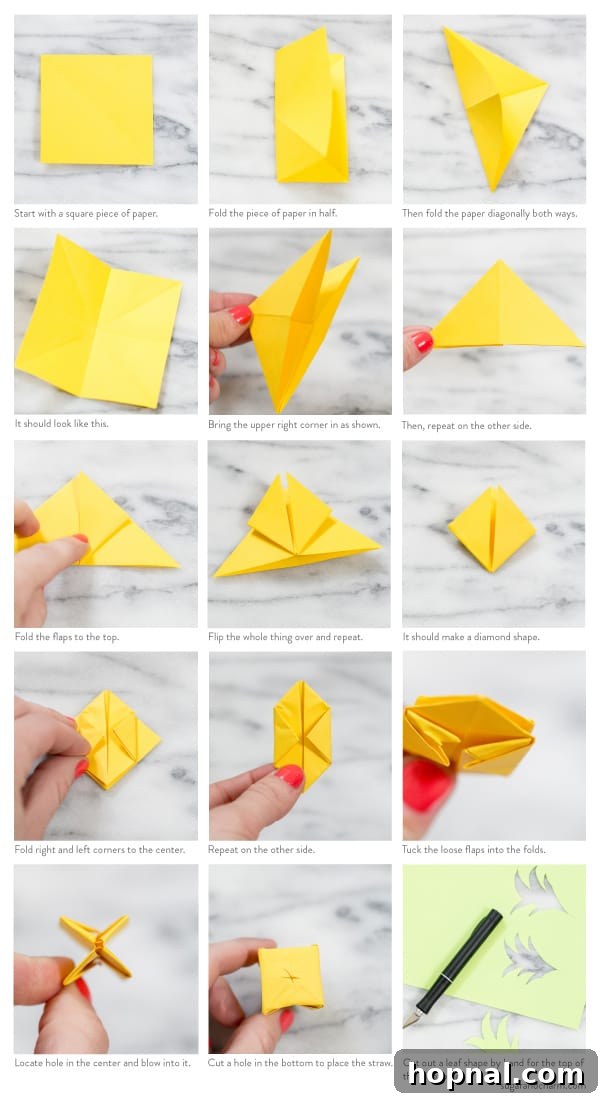 Origami paper pineapple straw craft