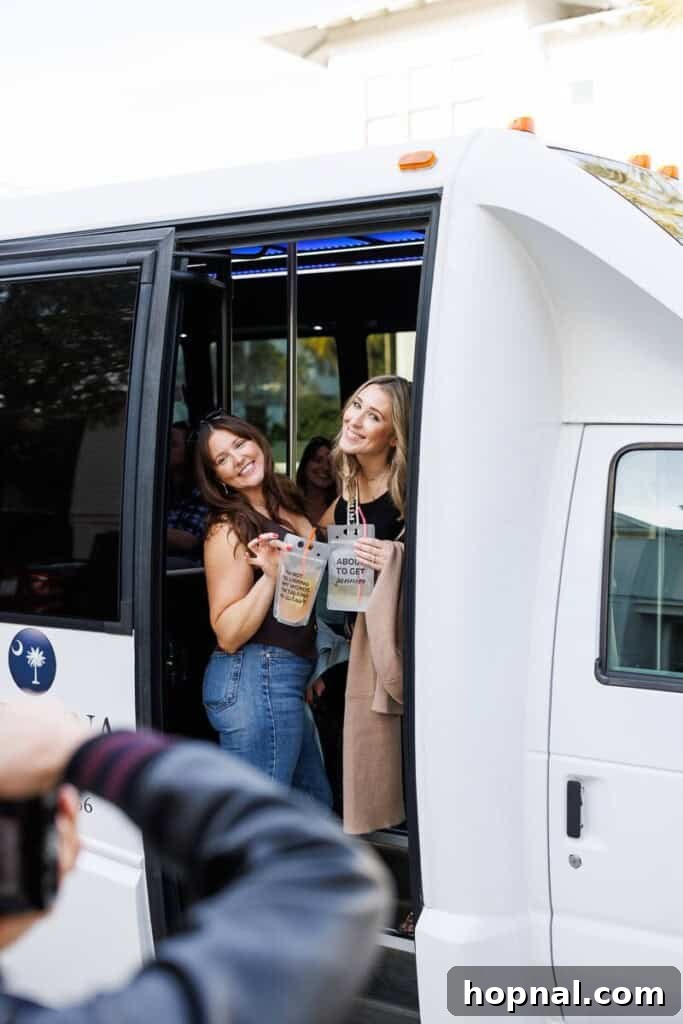 Eden Passante and Elizabeth enjoying a ride on the party bus
