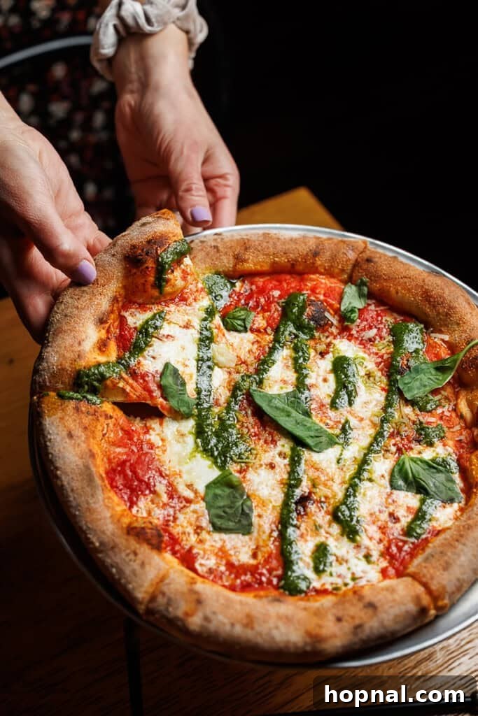 Delicious sourdough pizza, perfectly baked and garnished