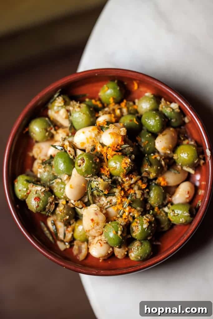 Artfully presented marinated olives, a perfect appetizer