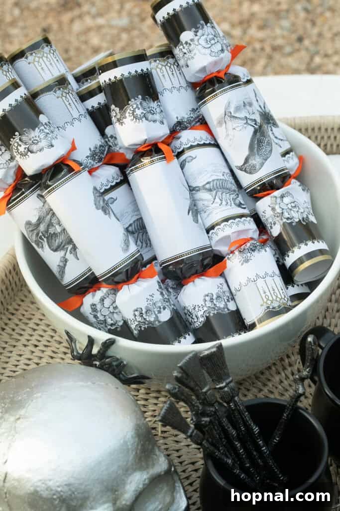 Halloween party poppers in a bowl.