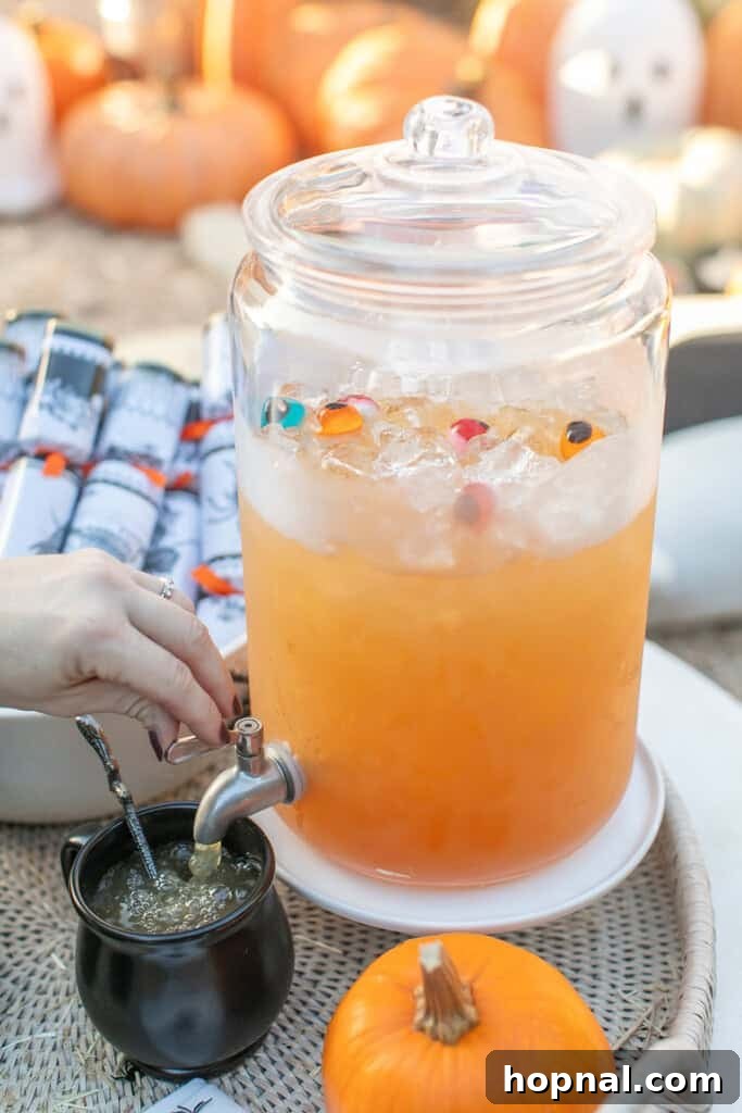 Apple cider punch with Halloween candy.