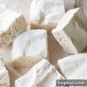 Fluffy maple syrup marshmallows in a stack.